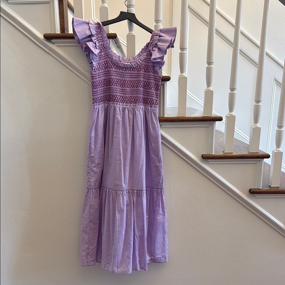 Tuckernuck Purple Maxi Sundress with Flutter Cap Sleeves